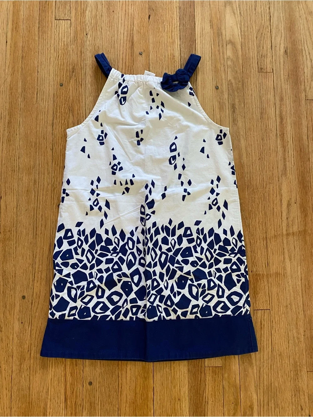 Navy and White Patterned Shift Dress Gymboree Girl 10 Sleeveless